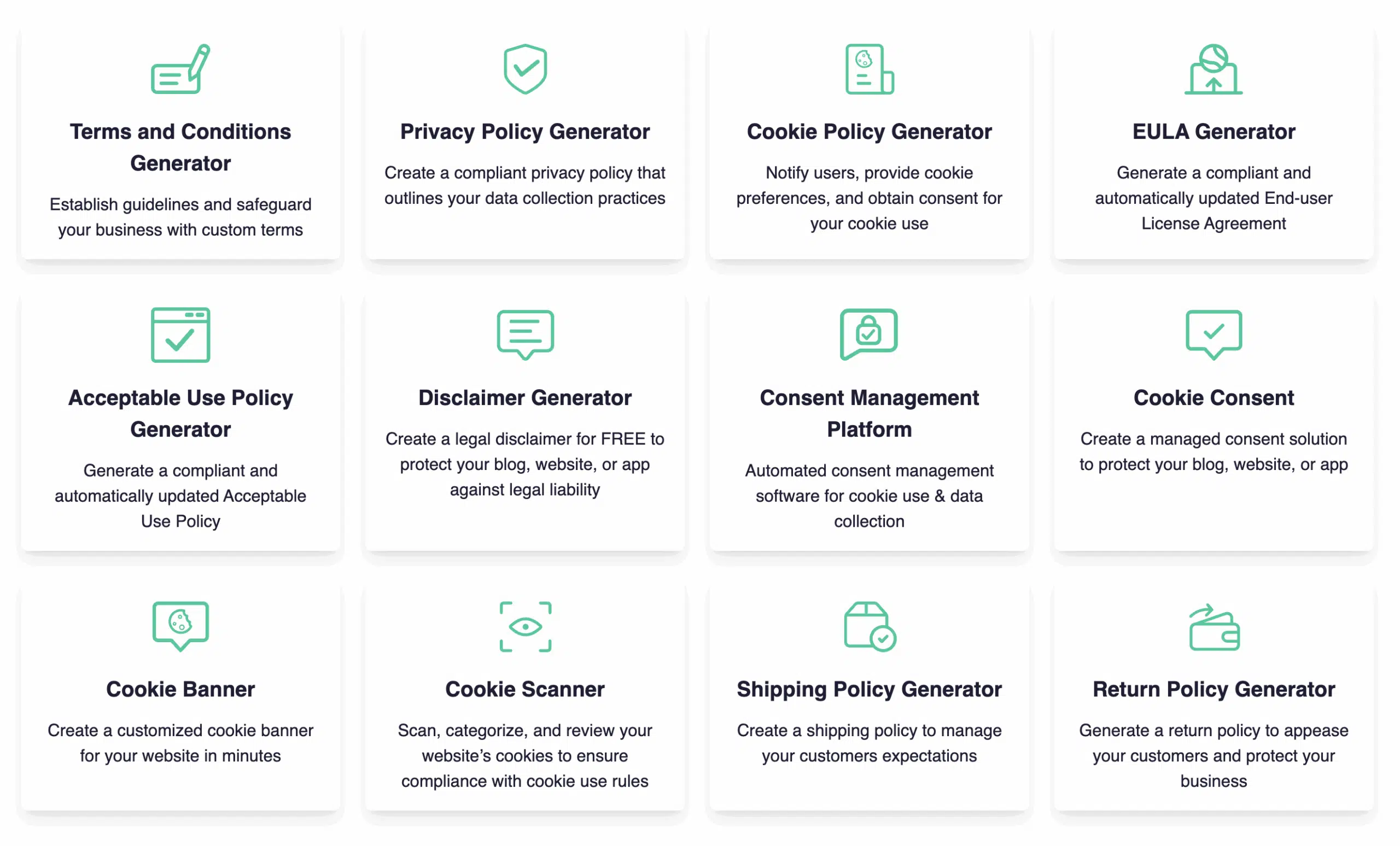 List of termly's full compliance solution